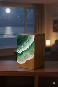 Caja de Joyería de Resina Hecha a Mano con Espuma Verde para Sala de Estar - Diseño Rectangular Moderno y Lujoso de 40x40x25cm con Capacidad de 6-10L - Product Image 3