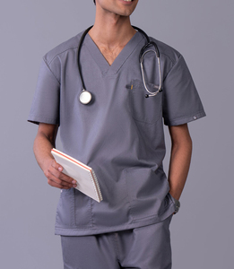 Classic Men’s Medical <b>Scrub</b> <b>Set</b> Jersey Spandex Fabric Washable Nurse Uniform Hospital Workwear Customizable Fit - Product Image 4