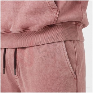 Unisex <b>Pink</b> <b>Tracksuit</b> <b>Set</b> Hooded Full Sleeve Geometric Print Front Pocket Casual Autumn Wear Regular Fit 100% Cotton - Product Image 5