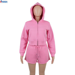 Conjunto Deportivo de Verano Personalizado para Mujer, Sudadera con Cierre y Pantalones Cortos, 100% Algodón - Product Image 5