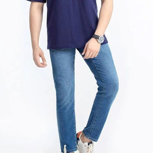 Jeans de Mezclilla para Hombre, Corte Recto, Cintura Media, Color Sólido, Tejido Transpirable y Ecológico de Spandex/Algodón, Servicio OEM, Ropa Casual Urbana - Product Image 1