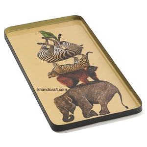 Bandeja Rectangular Metálica Esmaltada con Diseño de Animales Salvajes, Resistente al Calor, Decoración para Ramadán, Diwali, Fiestas en Casa y Decoración de Mesa - Product Image 3