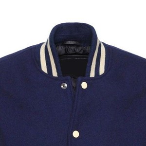 Varsity Letterman <b>Jacket</b> Navy Blue Color Wool <b>Leather</b> Streetwear Custom OEM Comfortable College Baseball <b>Jacket</b> For Men - Product Image 4