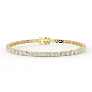 Pulsera de tenis POOJA DIAMOND con diamantes de corte ovalado delicado, oro de 14k y 18k, lujo clásico, con engaste de puntas laterales, certificado IGI - Product Image 1