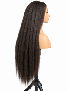 Perruque vietnamienne kinky en dentelle HD 13x6, cheveux Remy doublement étirés, longue, grande taille, densité 250%, teinture personnalisée, vente en gros - Product Image 1