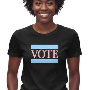 Camiseta gráfica con estampado de mujeres votando, color azul claro, manga corta, algodón, informal, ropa de calle de verano, camiseta con logotipo personalizado - Product Image 5