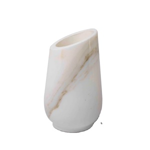 แจกันดอกไม้หินอ่อนสีขาวหินอ่อนของตกแต่งบ้านและห้องนั่งเล่นทำจากหินอ่อน - Product Image 6