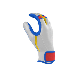 White Blue Yellow <b>Red</b> Leather Baseball/Softball Batting <b>Gloves</b> Right Hand Padded Hook And Loop Closure Unisex Adult Training OEM - Product Image 6