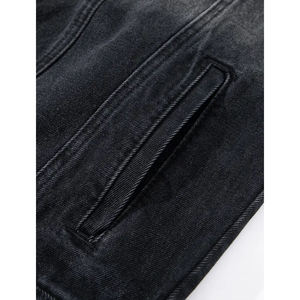 Veste en jean foncé pour homme, coupe classique, col rabattu, bouton unique, coton lavé, style décontracté automne - Product Image 4