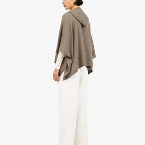 Poncho de Punto para Mujer, Cuello Tipo Bufanda, Color Sólido, Sin Mangas, Estilo Minimalista, Mezcla de Lana y Acrílico, con Botones, para Otoño - Product Image 2