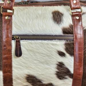 Bolsa de Viaje de Cuero Vacuno con Asas Marrones, Cierre de Cremallera, Gran Capacidad, Bolsa de Fin de Semana - Product Image 6