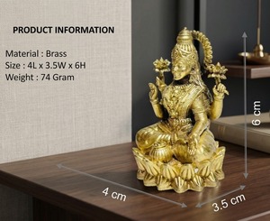 Figura Religiosa Tradicional Hecha a Mano de Resina Laxmi Ji Murti, 4x3.5x6cm, 74g, Decoración para el Hogar y Regalo para Puja Mandir - Product Image 2