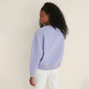 Sweat-shirt court personnalisé pour femme, coupe ample à épaules tombantes, 100 % coton, style décontracté, streetwear, col rond, haut pour femme - Product Image 2