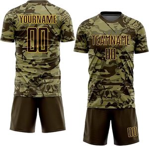 Ensemble de maillots de football personnalisés sublimés camouflage pour hommes, manches courtes, col rond, évacuation de l'humidité, uniforme d'équipe - Product Image 3