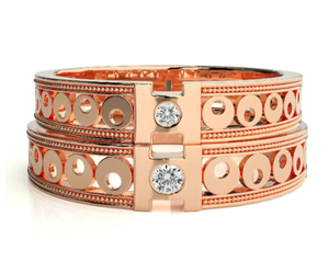 925 Sterling Silver Rose Gold Plated Geometric <b>Couple</b> <b>Rings</b> - Product Image 3