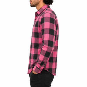 Men's Solid Flannel Knitted Embroidered Breathable 100% Cotton Plus Size Summer Casual Long-sleeved Shirts OEM Service Adults - Product Image 3