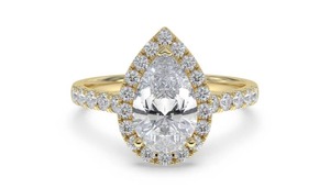 Pear Diamond Single Halo Shoulder <b>Set</b> <b>Ring</b> 0.75 Ct Lab Grown Diamond In 18K <b>Gold</b> And Platinum - Product Image 2