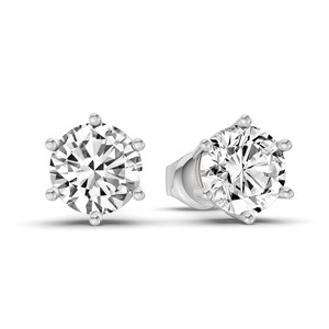 Pendientes de Diamante Redondo de Laboratorio con Seis Puntas de Oro Sólido de 18k, Elegantes y Naturales, de Gema by Creative (1 Ct.) Tw. Certificado por IGI para Mujeres - Product Image 1