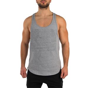 Men's Gym Tank Top Casual Summer Vest Style Breathable 100% Cotton Lightweight Drop Armhole Cut Crew Neck Customizable - Product Image 1
