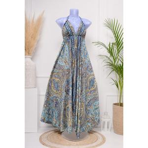 Floral Print Eco-Friendly Washable Lightweight Breathable Silk Viscose Sleeveless A-Line Floor-Length Summer V-Neck Loose - Product Image 1