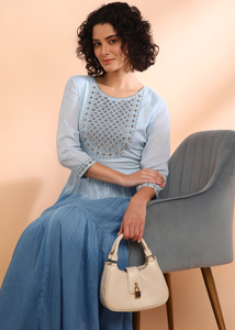 Robe midi évasée brodée 100 % coton pour femme, séchage rapide, idéale pour l'été, les fêtes, le style de vie moderne et le quotidien - Product Image 6