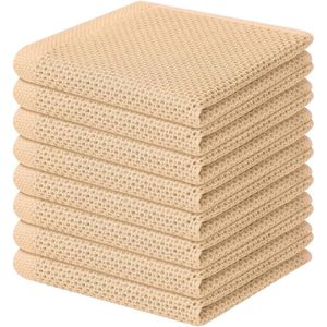 Set di 8 Strofinacci da Cucina in Cotone 100% a Nido d'Ape, Ultra Morbidi e ad Asciugatura Rapida, 30x30 cm, Colore Albicocca - Product Image 1
