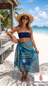 Pareo Hawaiano Personalizado con Estampado Polinesio, Pareo de Playa para Mujer, Tejido Ligero y Transpirable de 58/60 Pulgadas, Traje de Baño Tejido - Product Image 2