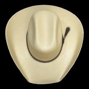 Sombrero Vaquero Occidental de Paja Color Marfil Desert Crown con Banda Trenzada y Detalle de Borlas, Sombrero de Vaquero de Ala Ancha de Lujo para Hombre y Mujer - Product Image 4