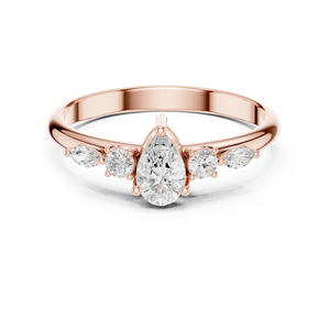 Anillo de Compromiso de Oro Rosa con Diamante Cultivado en Laboratorio con Corte de Pera para Mujer, Regalo de Boda o Aniversario, Joyería Fina - Product Image 1