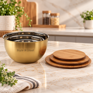 Stainless Steel <b>Mixing</b> <b>Bowls</b> <b>with</b> Bamboo <b>Lid</b> Airtight Freezer Safe Dishwasher Safe Salad Fruit Storage for Home - Product Image 1