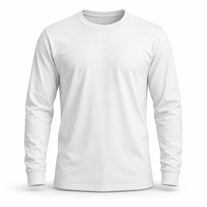 <b>White</b> <b>Long</b> <b>Sleeve</b> Crew Neck 100% Cotton Solid Knitted Slim Fit Men's <b>T</b>-<b>Shirt</b> with Custom Logo Eco-Friendly Casual Wear - Product Image 1