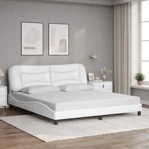 Cadre de lit rembourré Hvar blanc 72"x83.9" avec LED sans matelas - Product Image 4
