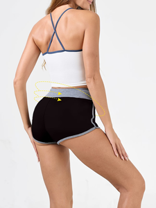 Women's High Waist Black Knitted 95% Cotton Customize Brand Elastic Waist Regular Fit Breathable Sporty Shorts Made Bangladesh - Product Image 3
