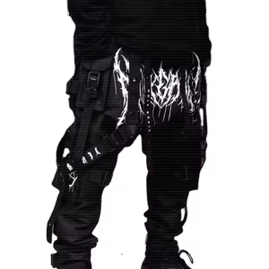 New <b>Denim</b> Cotton <b>Joggers</b> Cargo Pants for <b>Men</b> Casual Hip Hop Pocket Sweatpants Streetwear Light Wash Techwear Ribbons - Product Image 4