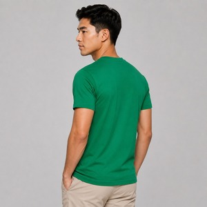 T-shirt blanc uni 100% coton pour homme, col en V, coupe classique, sur mesure, écologique, séchage rapide, tricoté, respirant - Product Image 5