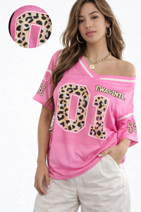 Jersey Oversize de Malla para Mujer, Estilo Urbano, con Parche de Número de Leopardo Personalizado, Poliéster, Moda Y2K, OEM, Venta al por Mayor, Jersey de Fútbol Americano - Product Image 5