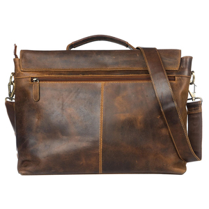 Wholesale Custom Logo Handmade Vintage Canvas Genuine Leather Summer Fashion Button Detail Messenger <b>Bag</b> <b>Laptop</b> Men <b>Briefcase</b> - Product Image 5