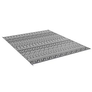 Tappetino da Picnic Reversibile 8x10 in Stile Boho, in PP Intrecciato, Grigio e Bianco, Portatile per Camper, Campeggio, Patio e Viaggi - Product Image 1