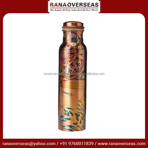 Unique Enamel Design on Pure Copper <b>Water</b> <b>Bottle</b> Handcrafted Ayurveda Health Benefits Copper Vessel for Drinking - Product Image 3