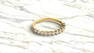 18K Gold Diamond <b>Ring</b> Half Eternity Band Shared Prong Round Cut Diamond <b>Stacking</b> Engagement <b>Ring</b> Band Fine Jewelry for Women - Product Image 3