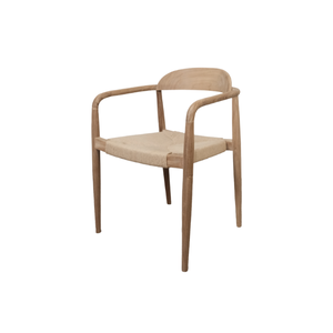 Silla de Comedor Moderna, Ecológica y Duradera de Madera de Teca, Silla con Brazos y Asiento Tejido, Silla Lateral de Madera para Comedor, Hogar, Hotel, Apartamento - Product Image 6