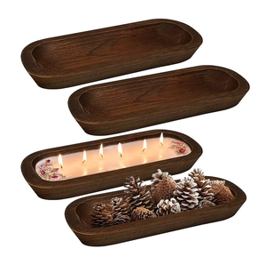 Cuenco de Madera para Velas de la Mejor Calidad, Cuenco de Madera Hecho a Mano para Cocina y Hogar, Cuenco de Madera Rústico de Forma Ovalada - Product Image 5