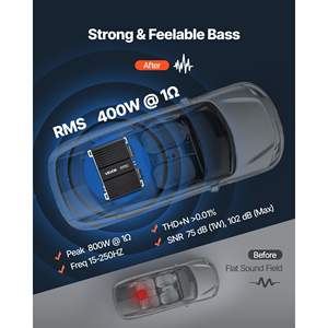 Amplificador de Audio para Auto Clase D de 1 Canal con Control Remoto de Nivel de Subwoofer, 400W RMS MAX, Estable, Filtro de Paso Bajo de 1/2/4 Ohmios - Product Image 2