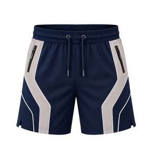 Shorts décontractés pour hommes à taille mi-haute avec cordon de serrage, couleur unie, en coton, avec poches, en tissu tricoté respirant - Product Image 4