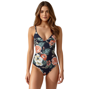 Maillot de bain une pièce à imprimé floral pour femmes, séchage rapide, vêtements de plage, fabrication sur mesure OEM ODM - Product Image 1