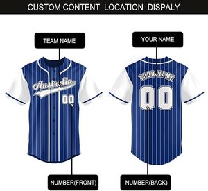 Maillot de baseball personnalisé à rayures fines pour équipe nationale, avec nom et numéro personnalisés, pour hommes et femmes - Product Image 2