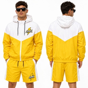 Ensemble de survêtement color block pour garçons, veste coupe-vent à capuche et short, tenue d'été à séchage rapide - Product Image 2