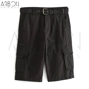 Shorts cargo en toile pour homme, avec impression de logo personnalisé, nouvelle collection, couleur noire classique, multi-poches, résistants, pour l'extérieur, à porter en été - Product Image 5