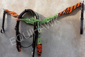 Sculpture d'outillage à la main en cuir DD de haute qualité pour les produits équestres Smart Western Head Stall avec décoration en métal argenté en laiton - Product Image 3