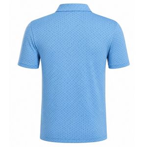 Polo de Manga Corta para Hombre, Azul Claro, Estampado a Rayas, Transpirable, Deportivo, Elegante, Informal, para Golf y Entrenamiento - Product Image 2